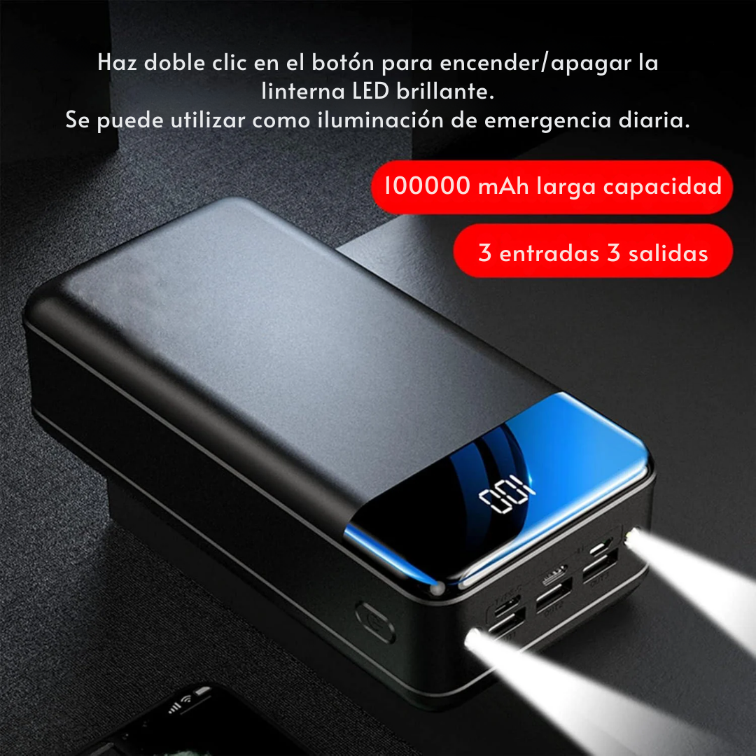 Cargador portátil de 100,000 mAh con carga ultrarrápida para Diferentes Dispositivos