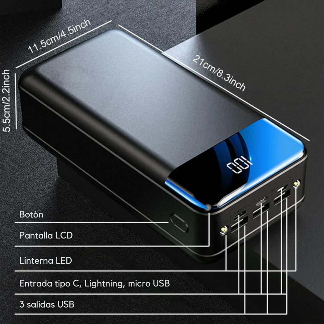 Cargador portátil de 100,000 mAh con carga ultrarrápida para Diferentes Dispositivos